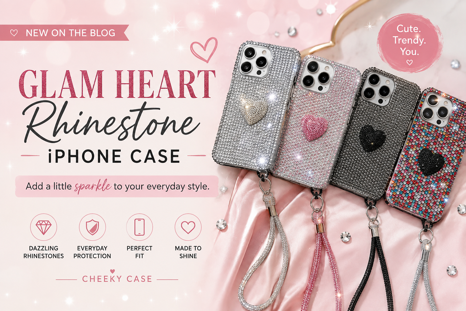 Glam Heart Rhinestone iPhone Case – Add a Little Sparkle to Your Everyday Style