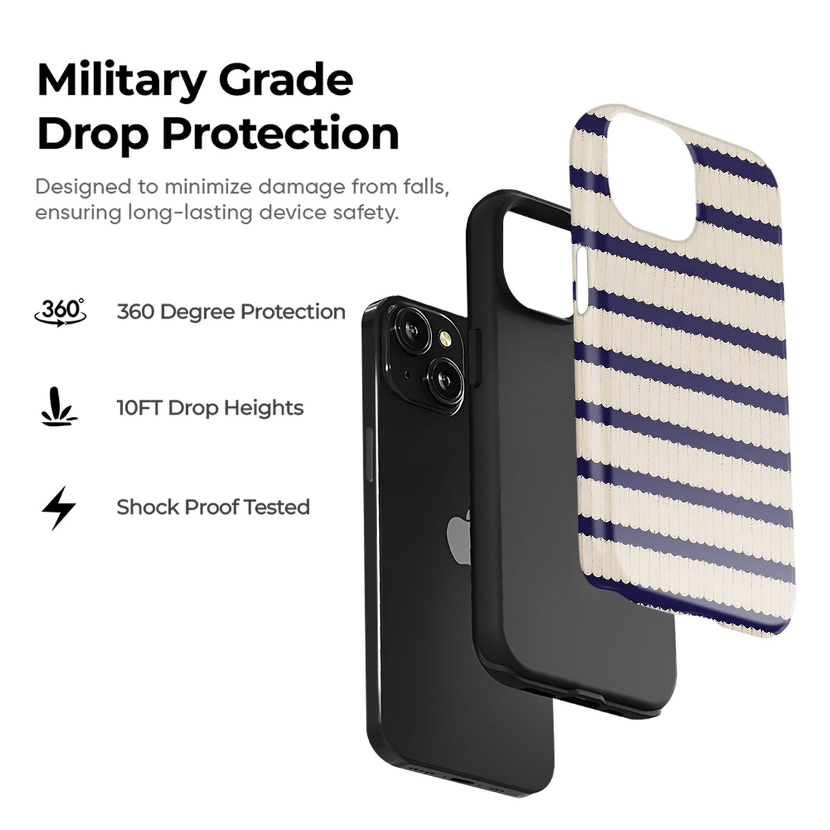 Navy Stripe Calm Tough Case - cheekycase