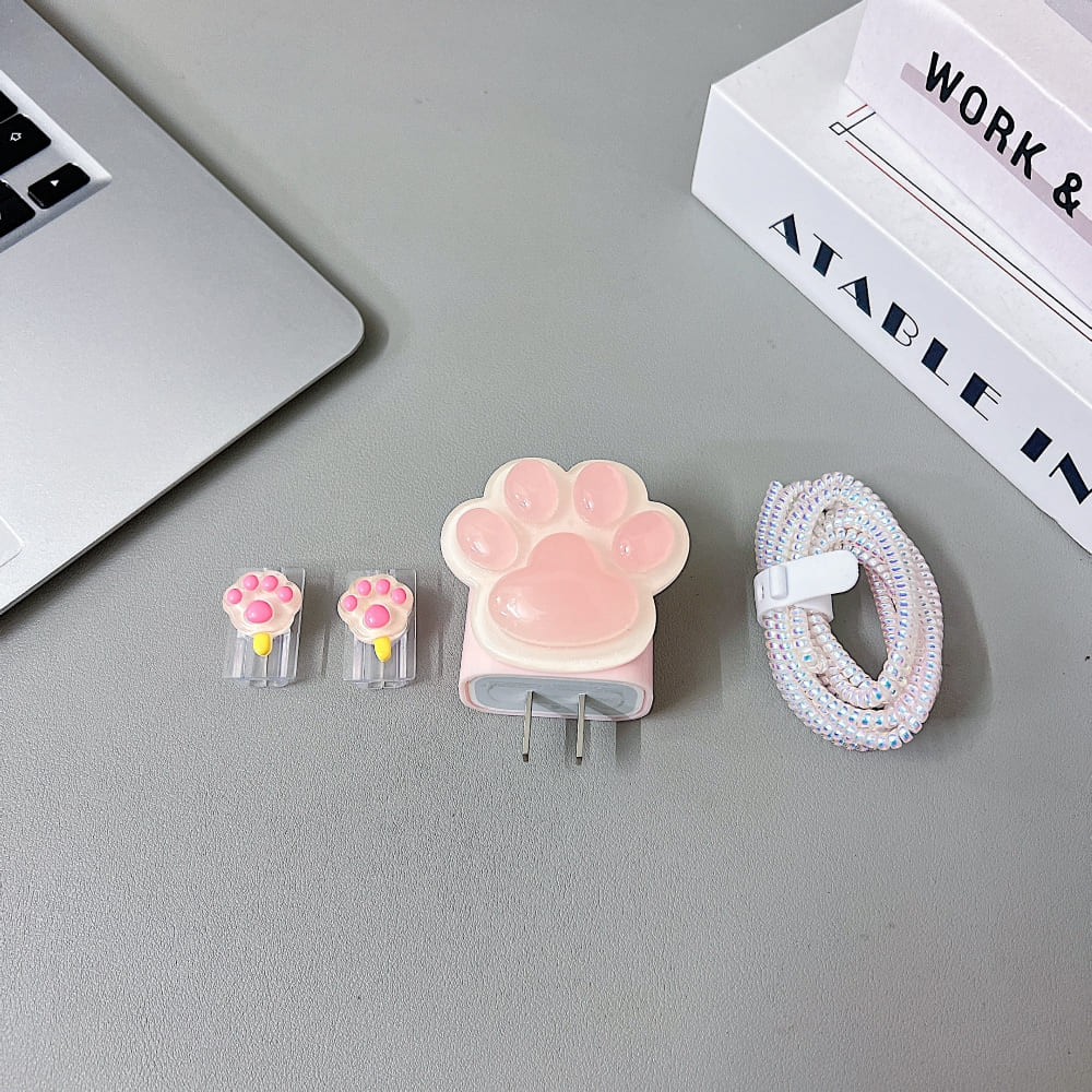 3D Cute Cat Paw Cartoon Doll Charger Case