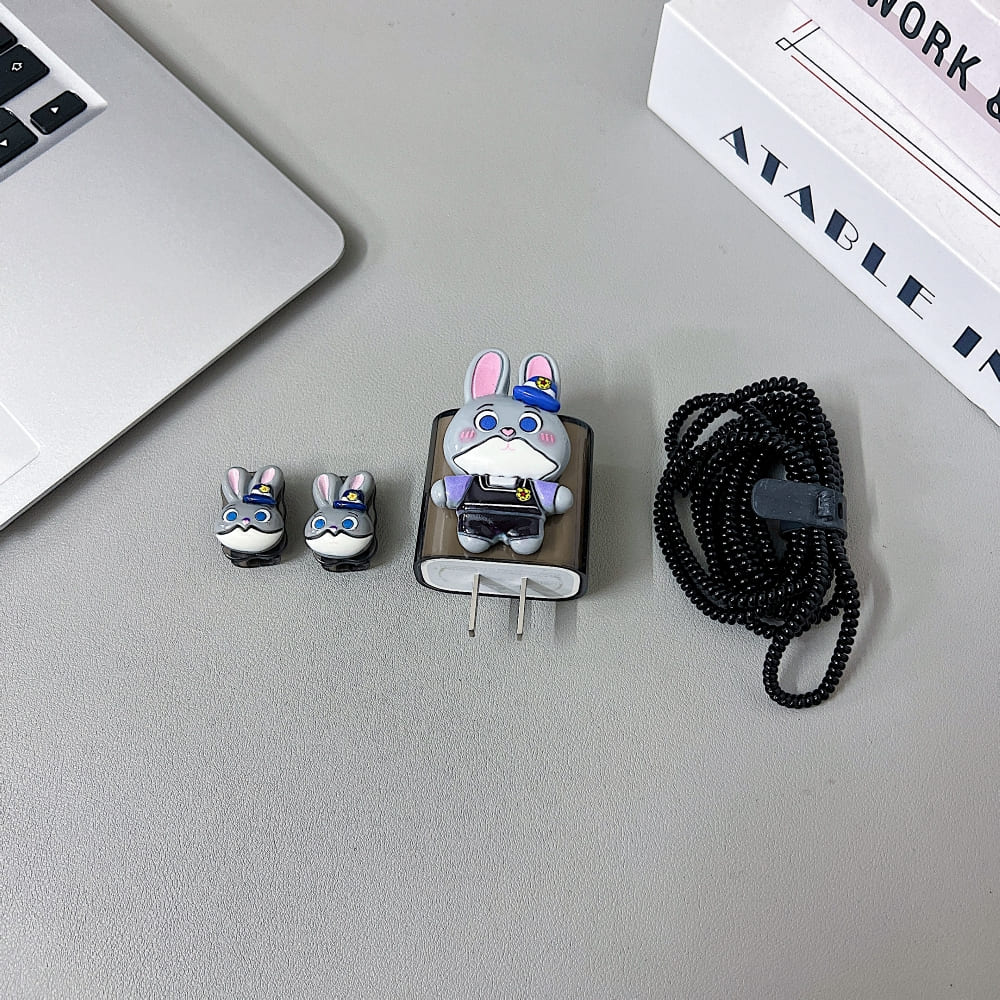 3D Cute Bunny Bolt Cartoon Doll Charger Case