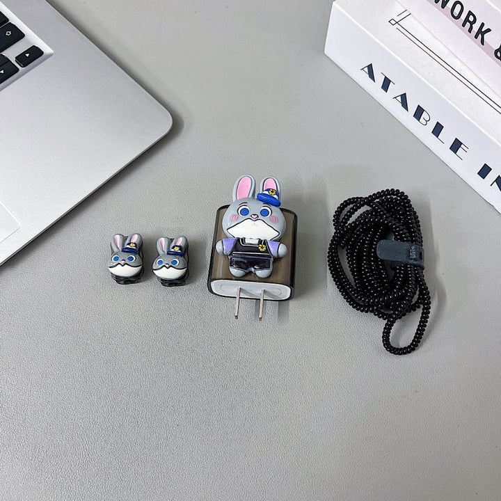 3D Cute Bunny Bolt Cartoon Doll Charger Case