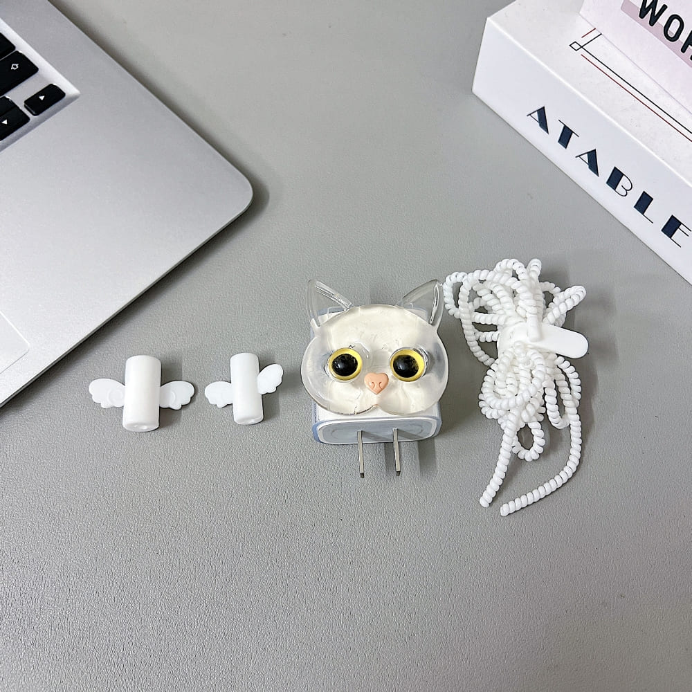 3D Cute Crystal Kitty Cartoon Doll Charger Case