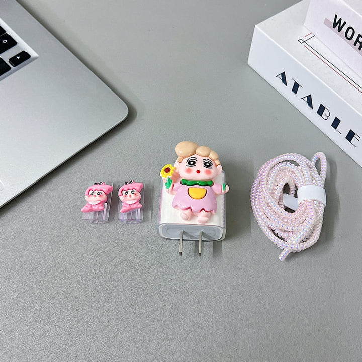 3D Cute Sunny Girl Cartoon Doll Charger Case