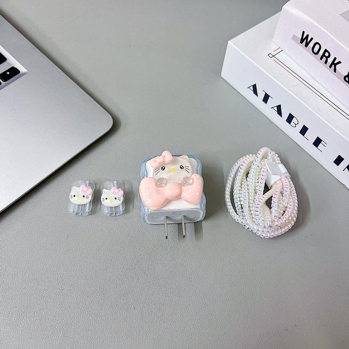 3D Cute Blush Bow Cartoon Doll Charger Case