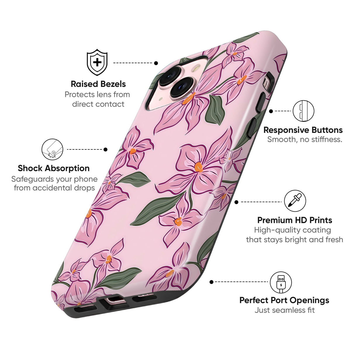 Pink Lily Floral Tough Case - cheekycase