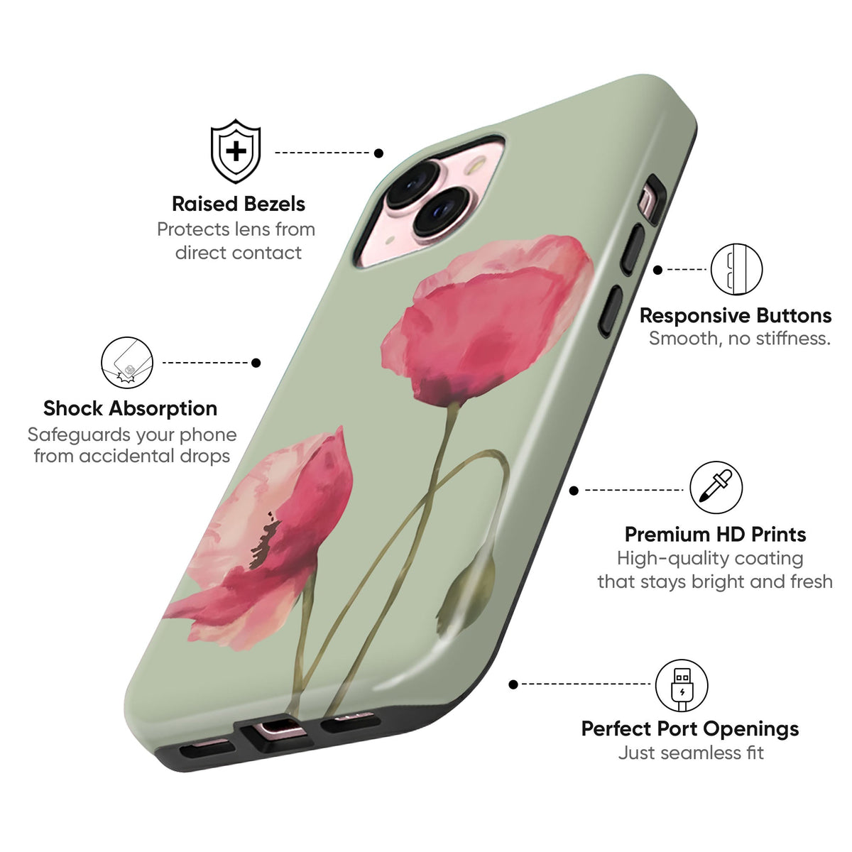 Peony Whisper Tough Case - cheekycase