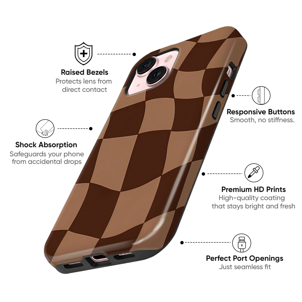 Wavy Brown Checks - cheekycase