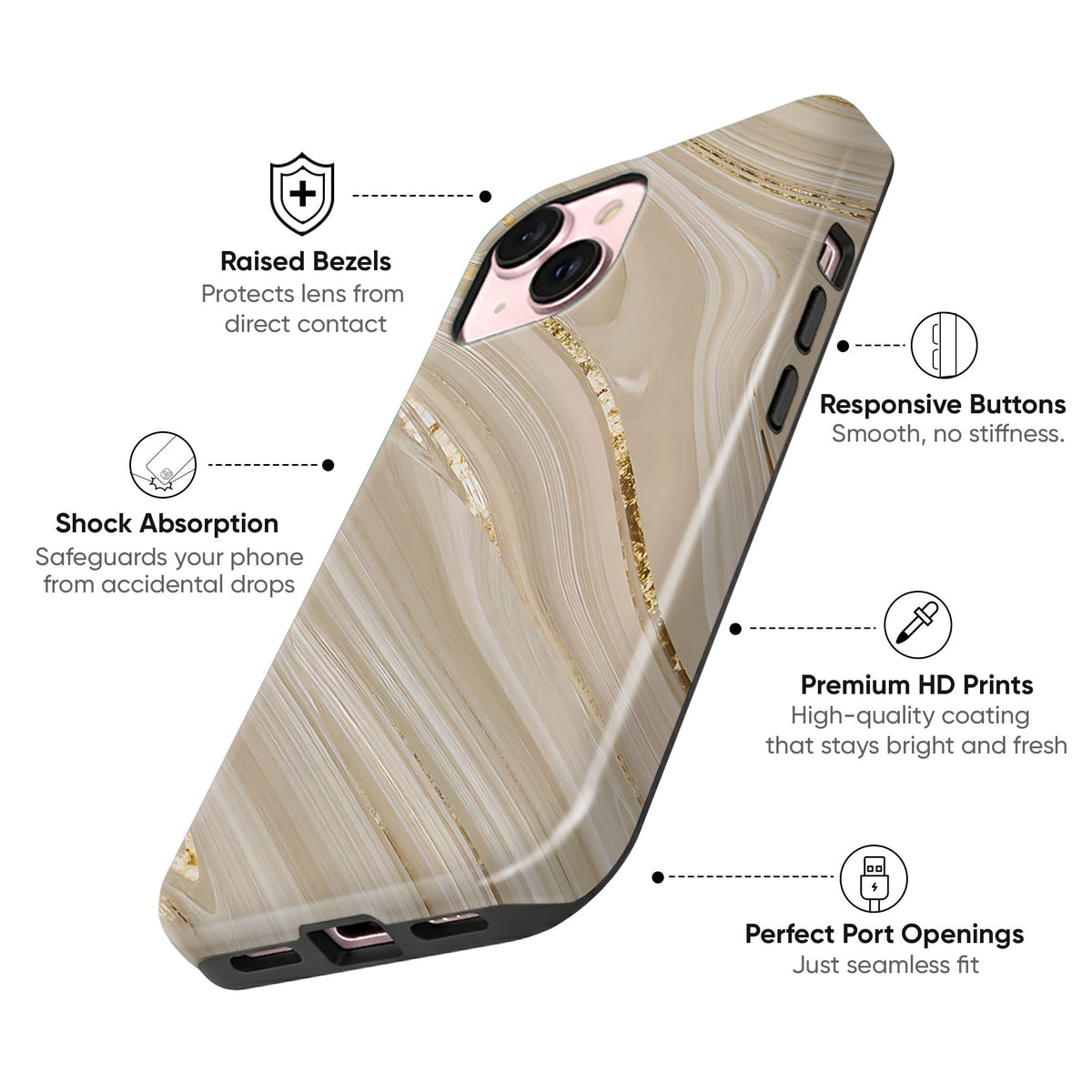 Beige Veins Tough Case - cheekycase