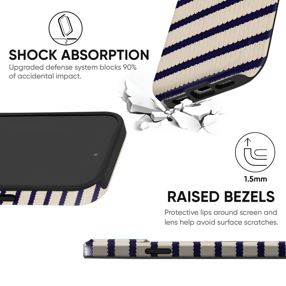 Navy Stripe Calm Tough Case - cheekycase