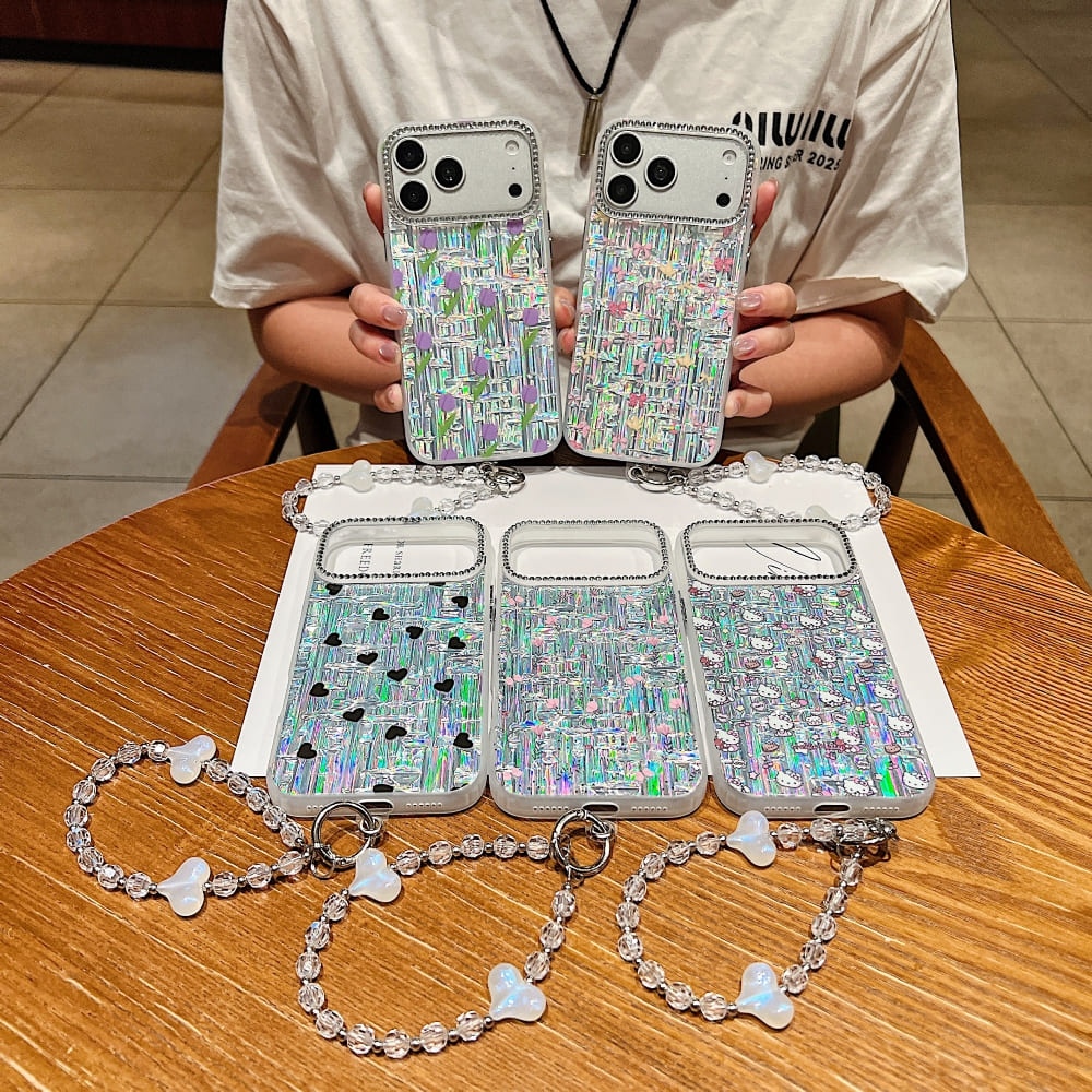 Aurora Shine Printed Phone Case – Random Print with Charm