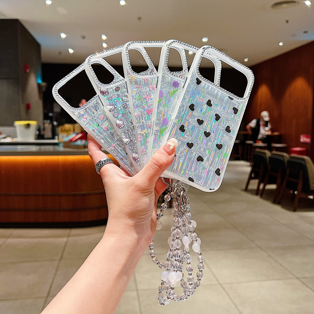 Aurora Shine Printed Phone Case – Random Print with Charm