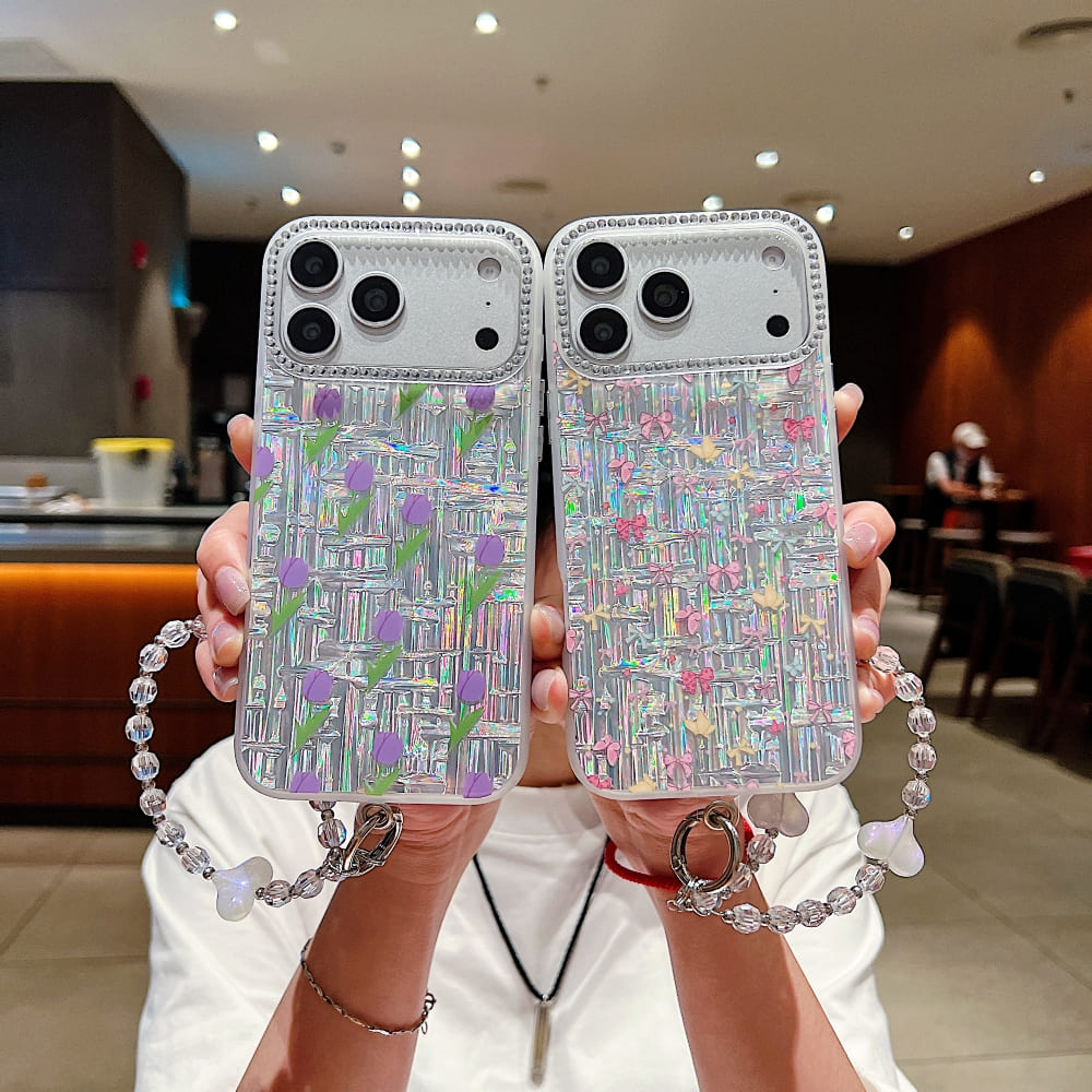 Aurora Shine Printed Phone Case – Random Print with Charm