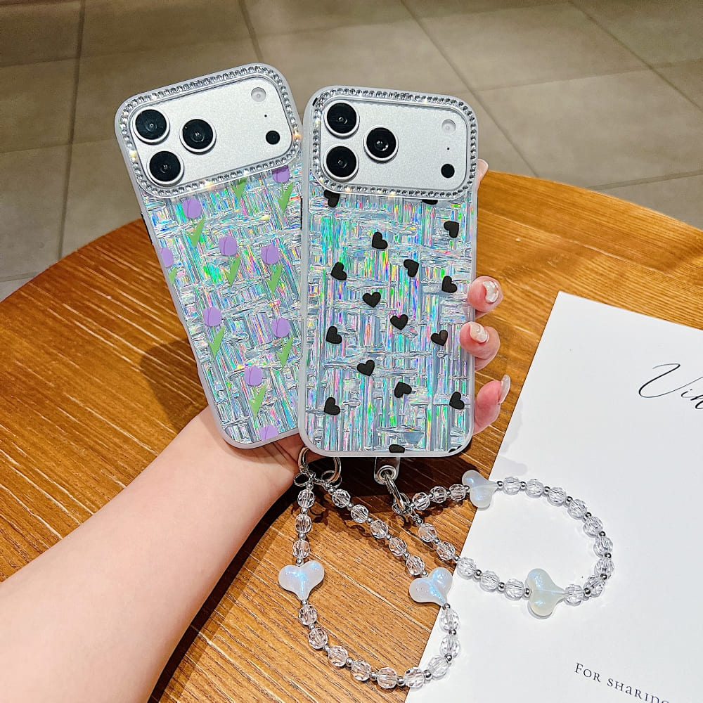 Aurora Shine Printed Phone Case – Random Print with Charm