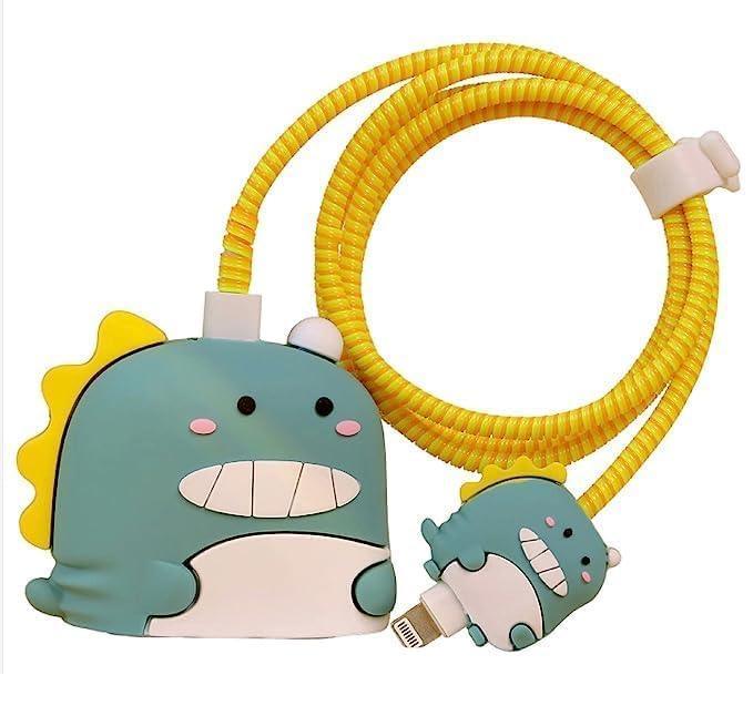 Dinosaur 3D Cartoon Silicone Charger Cover for iPhone 18W/20W -360° Full Protection - ShopOnCliQ