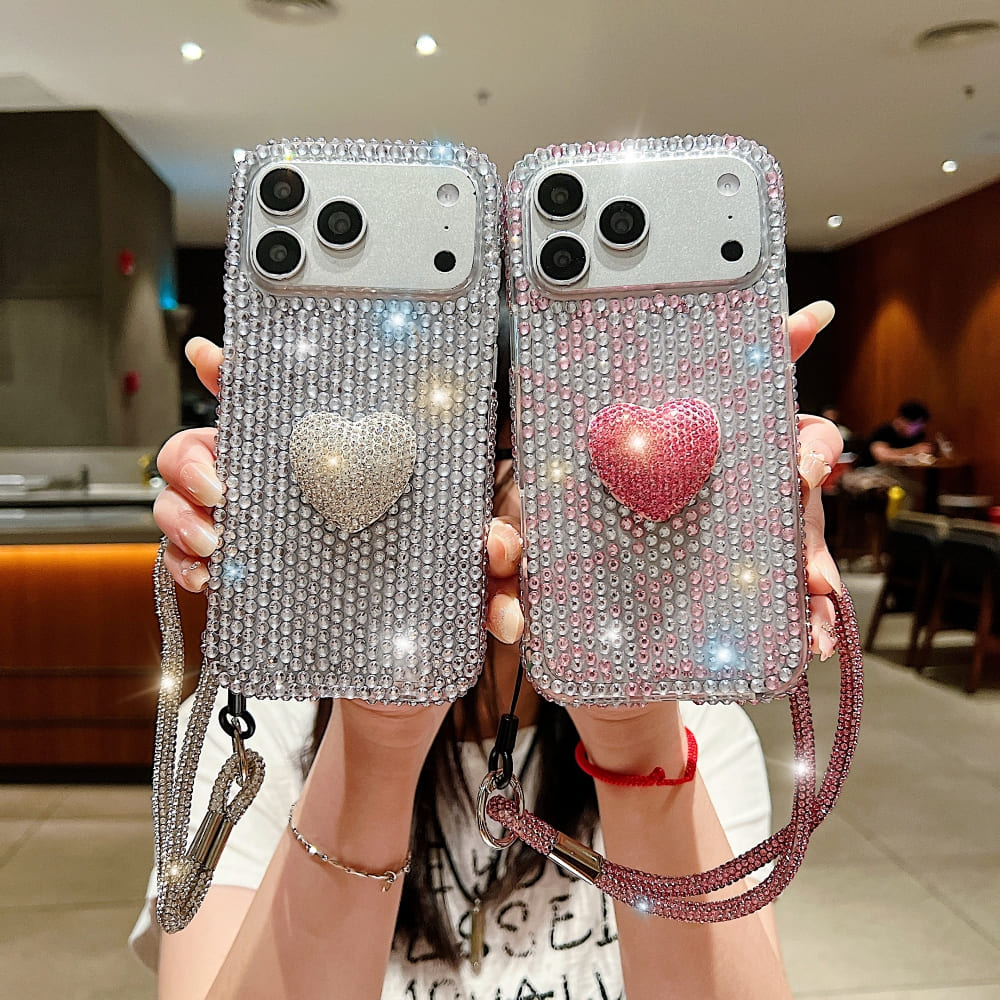 Glam Heart Rhinestone Phone Case