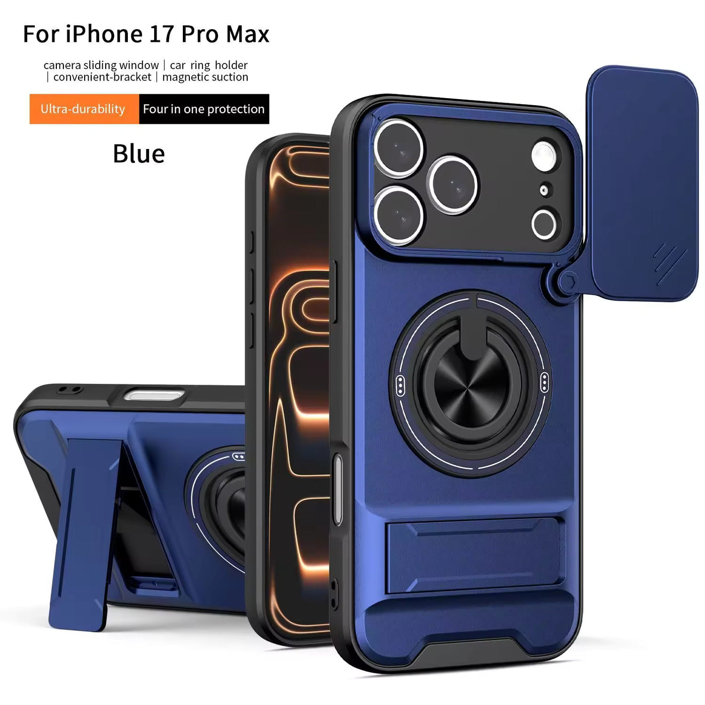 Slide Camera Lens Protection Amor Shockproof Magnetic Phone Case for iPhone