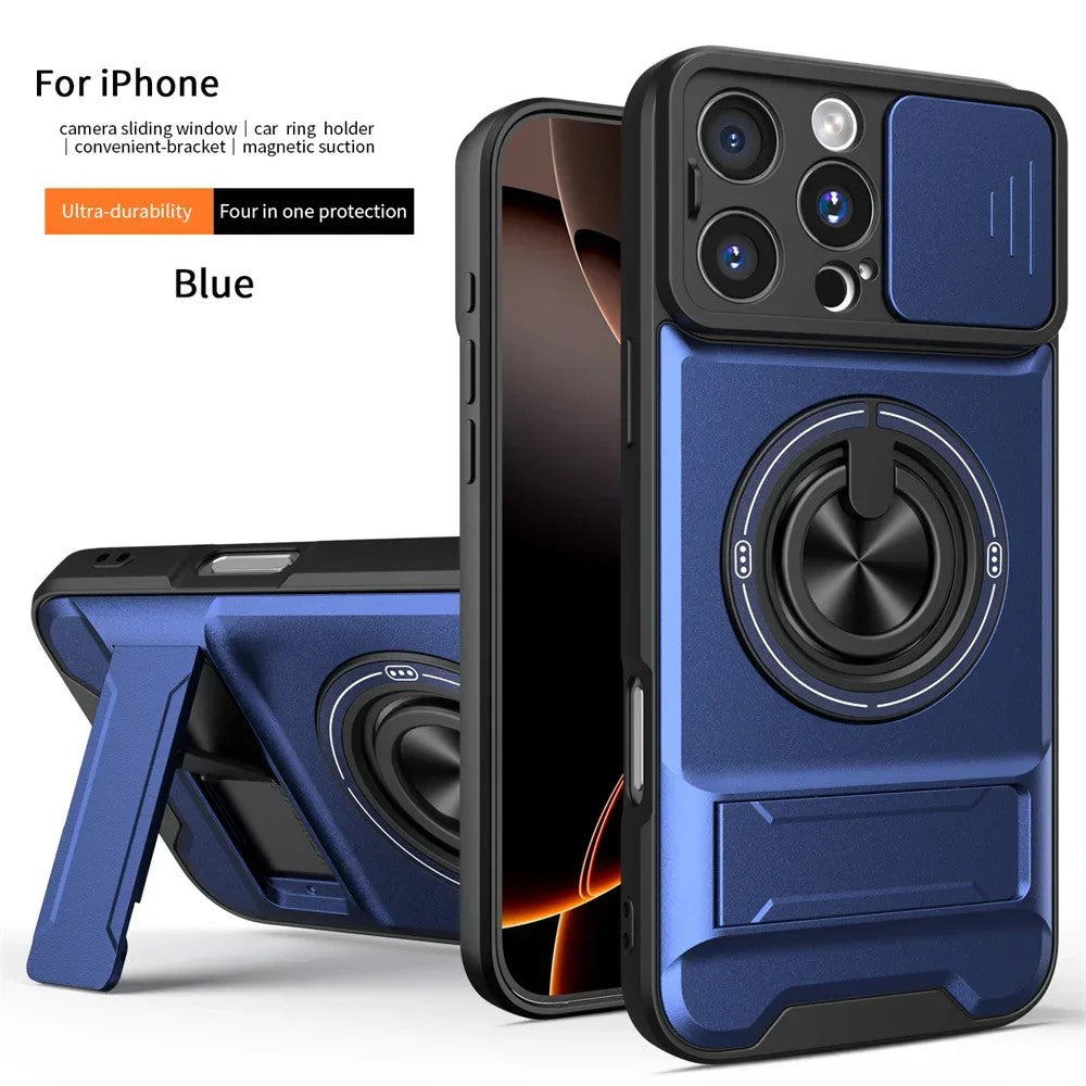 Slide Camera Lens Protection Amor Shockproof Magnetic Phone Case for iPhone