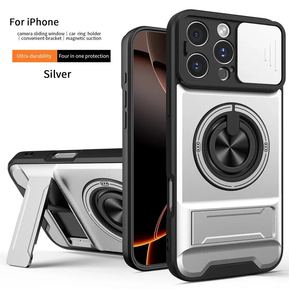 Slide Camera Lens Protection Amor Shockproof Magnetic Phone Case for iPhone