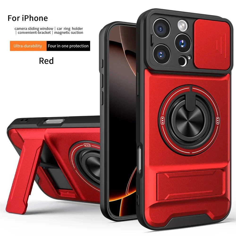 Slide Camera Lens Protection Amor Shockproof Magnetic Phone Case for iPhone