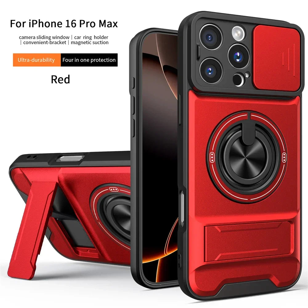 Slide Camera Lens Protection Amor Shockproof Magnetic Phone Case for iPhone
