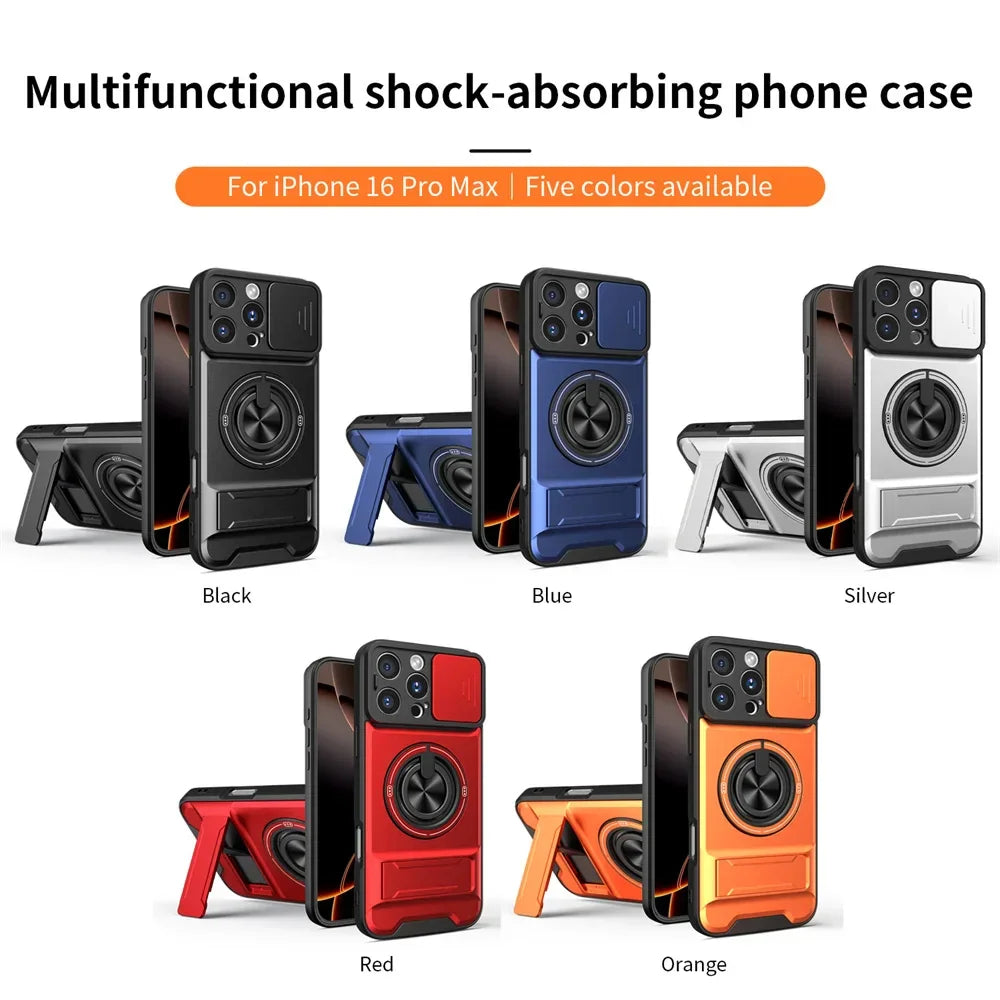 Slide Camera Lens Protection Amor Shockproof Magnetic Phone Case for iPhone