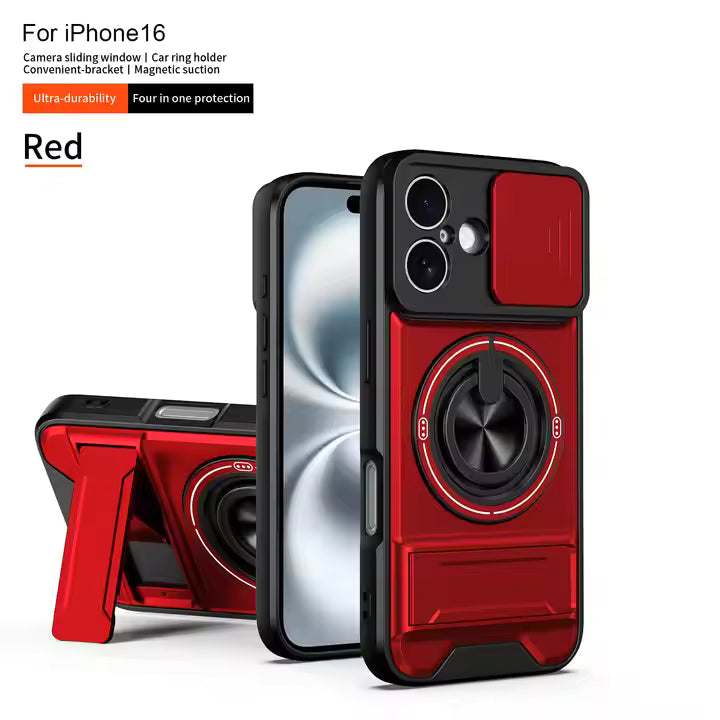 Slide Camera Lens Protection Amor Shockproof Magnetic Phone Case for iPhone