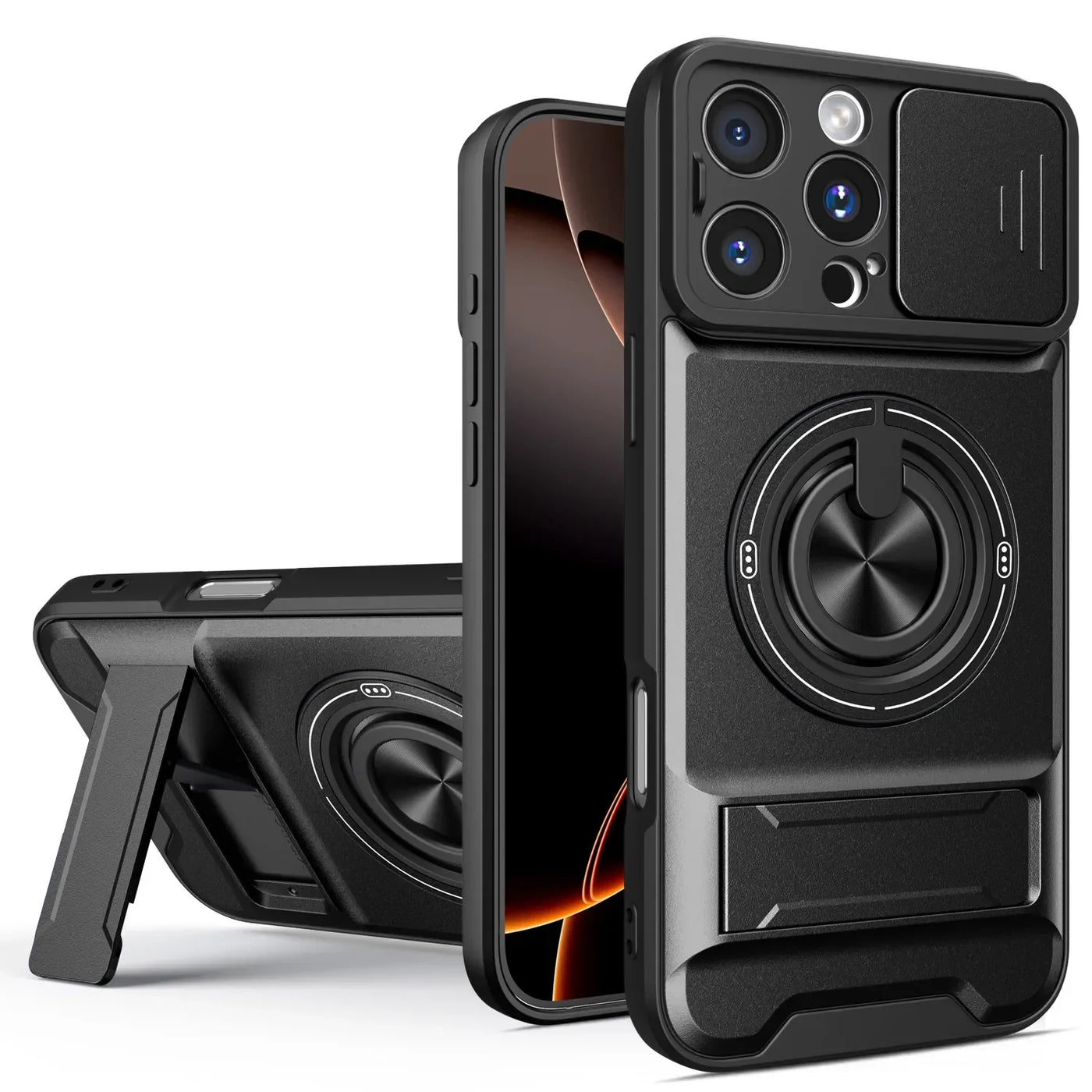 Slide Camera Lens Protection Amor Shockproof Magnetic Phone Case for iPhone