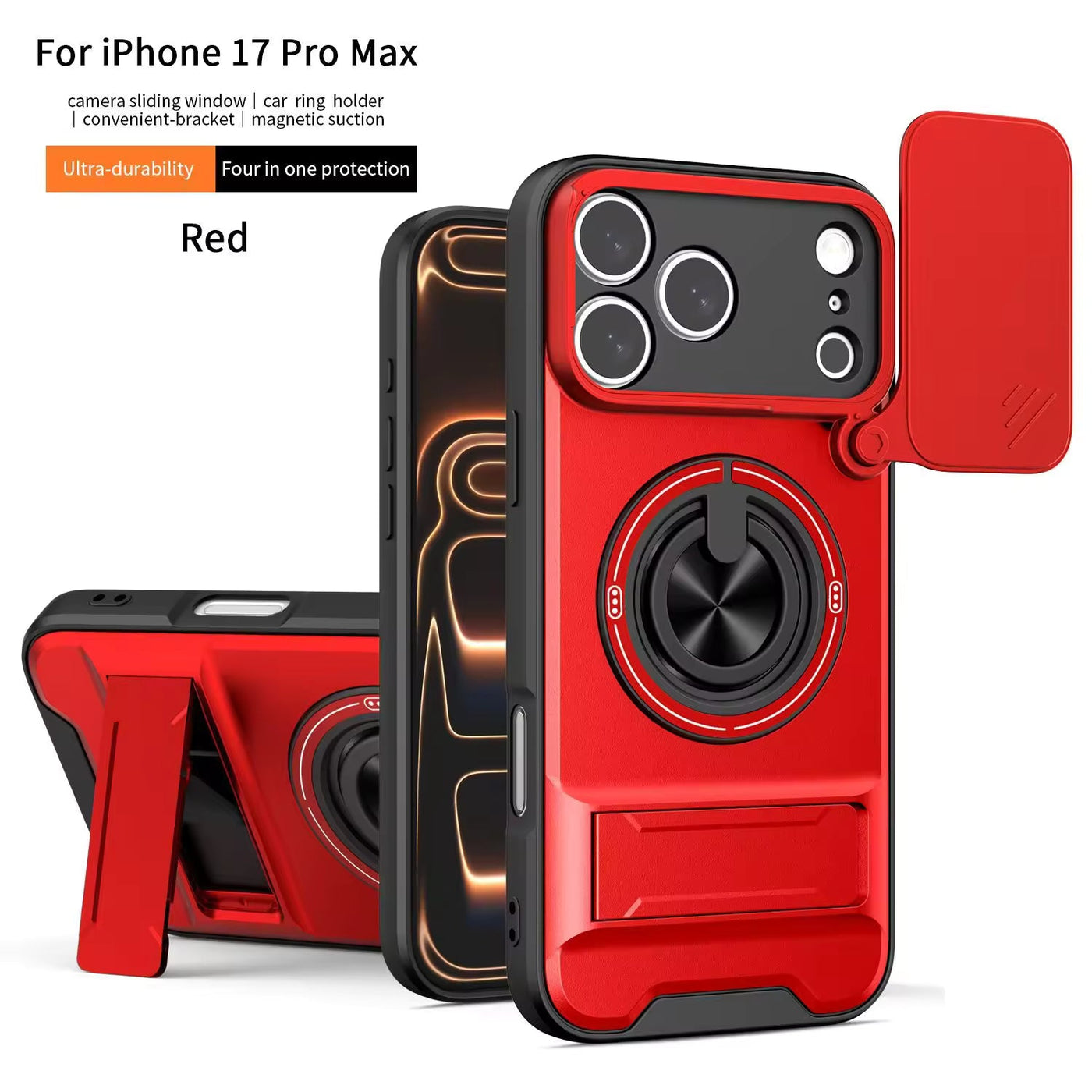 Slide Camera Lens Protection Amor Shockproof Magnetic Phone Case for iPhone