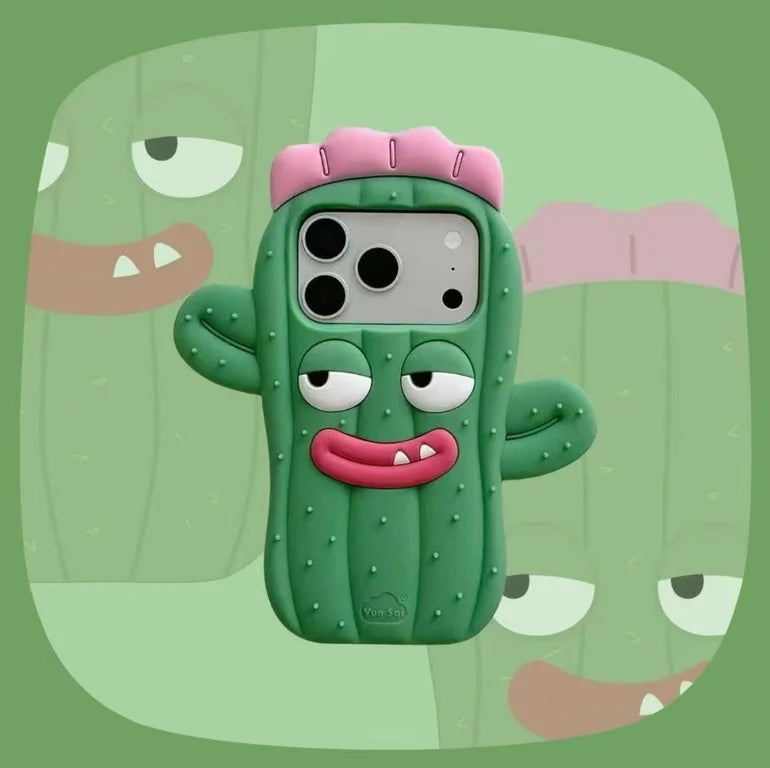 Sassy Cactus Phone Case – 3D Cute Cartoon iPhone Case