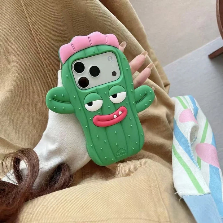 Sassy Cactus Phone Case – 3D Cute Cartoon iPhone Case