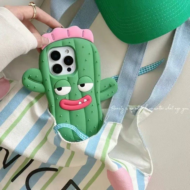 Sassy Cactus Phone Case – 3D Cute Cartoon iPhone Case