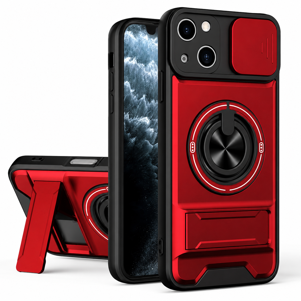 Slide Camera Lens Protection Amor Shockproof Magnetic Phone Case for iPhone