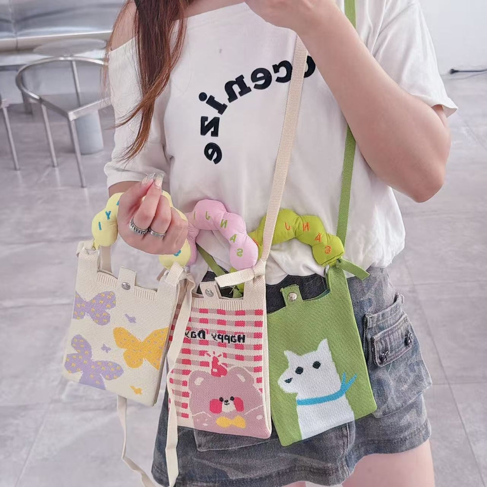 Prison Rabbit Knit Cloud Handle Phone Bag