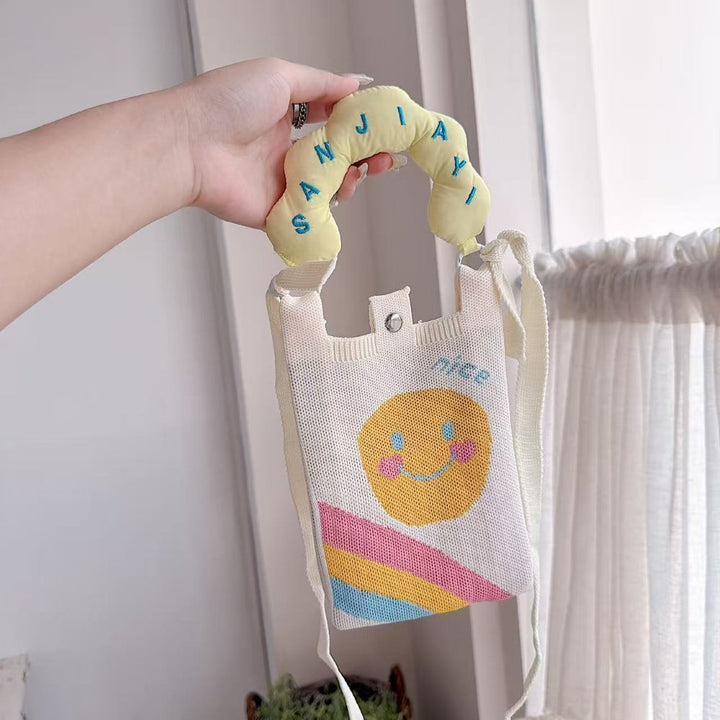 Sunny Smile Knit Cloud Handle Phone Bag