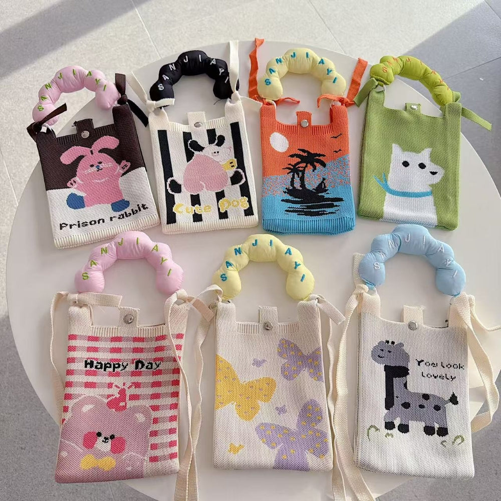 Anime Explorer Knit Cloud Handle Phone Bag