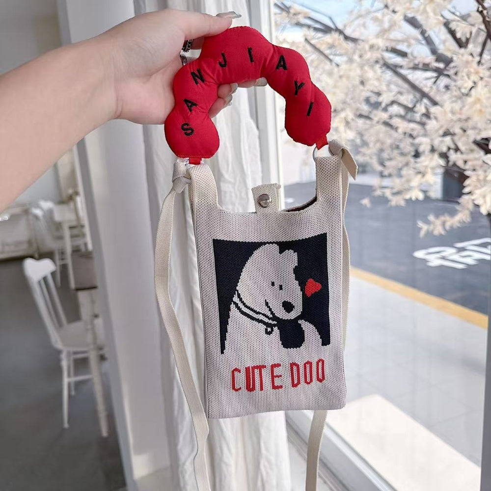 Cute Doo Knit Cloud Handle Phone Bag
