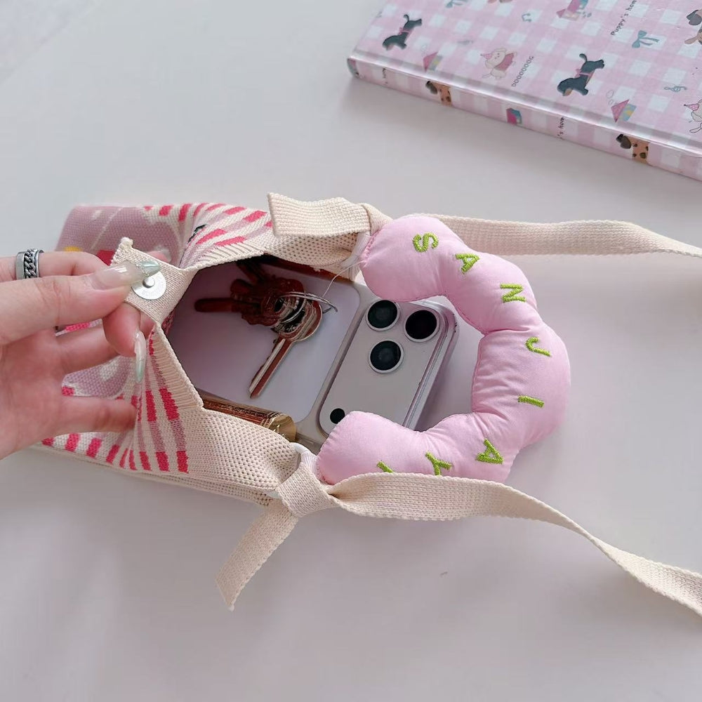Forest Flutter Knit Cloud Handle Phone Bag