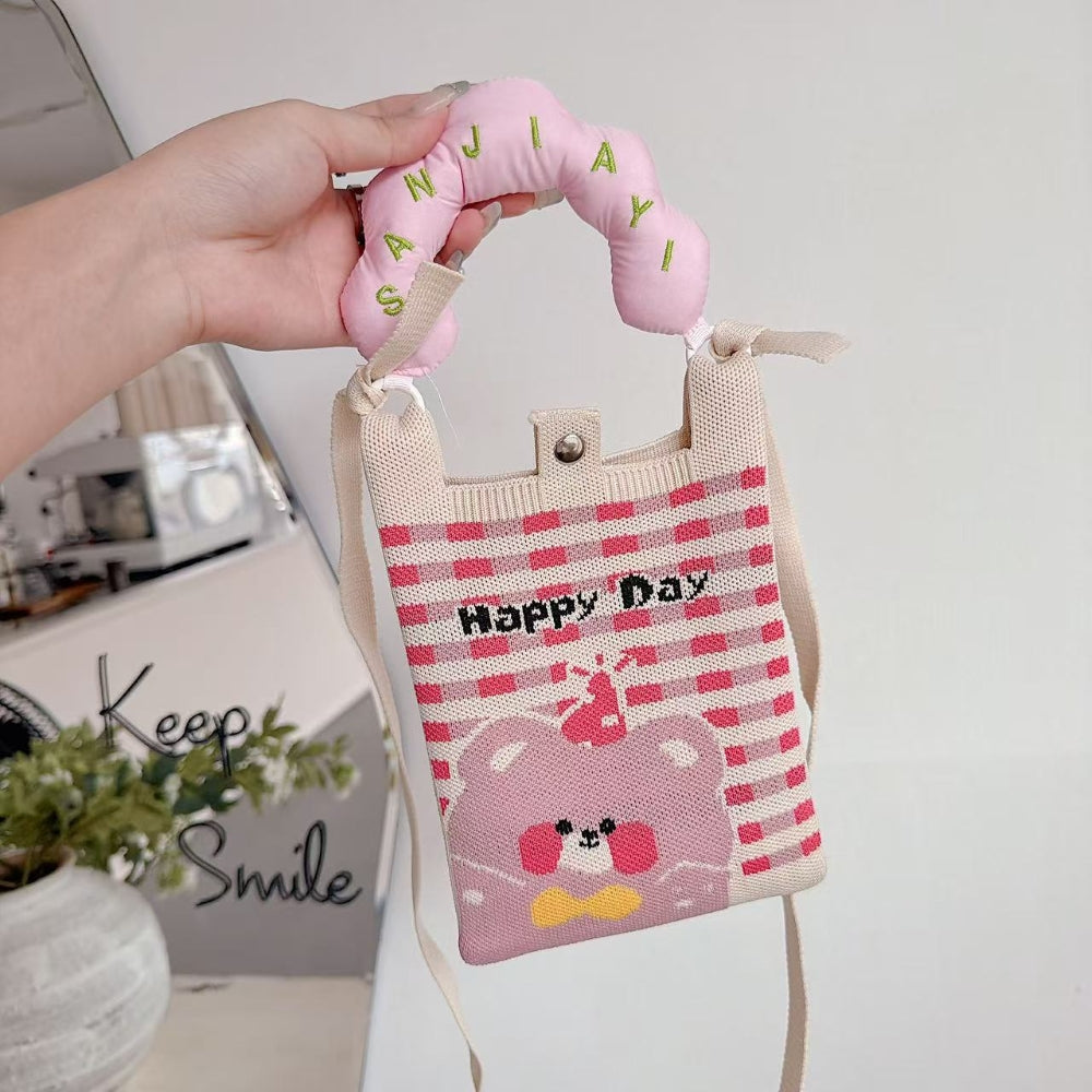 Happy Day Knit Cloud Handle Phone Bag
