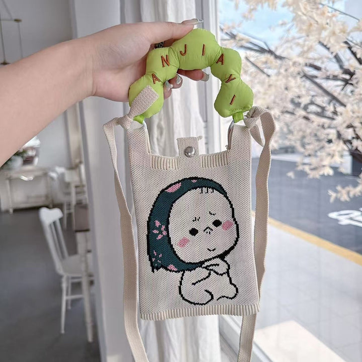 Happy Bean Knit Cloud Handle Phone Bag