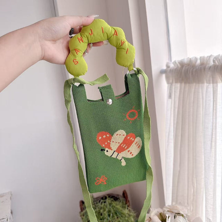 Forest Flutter Knit Cloud Handle Phone Bag