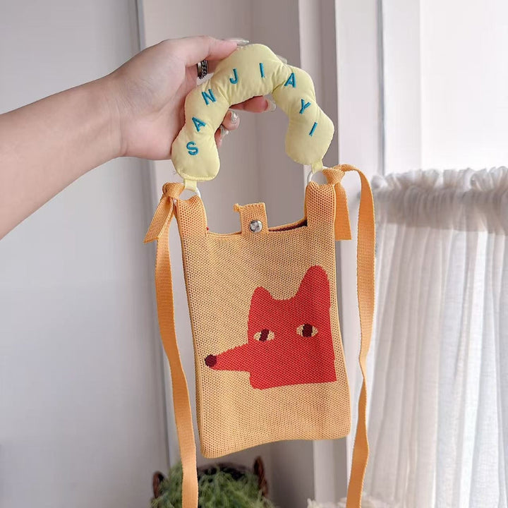 Autumn Fox Knit Cloud Handle Phone Bag