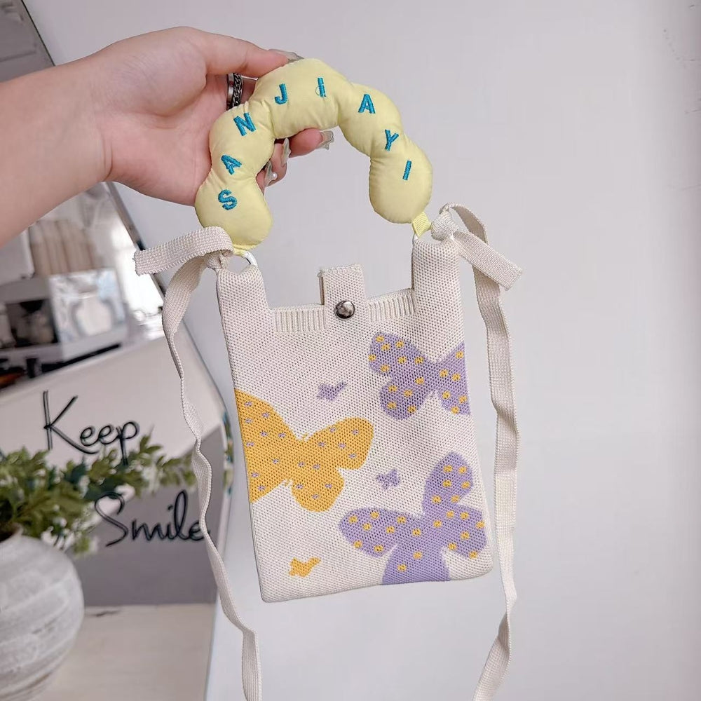 Butterfly Garden Knit Cloud Handle Phone Bag