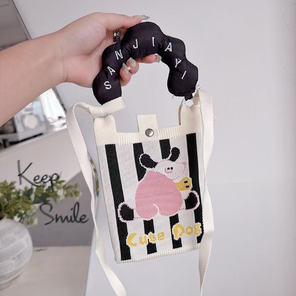Cute Pog Knit Cloud Handle Phone Bag