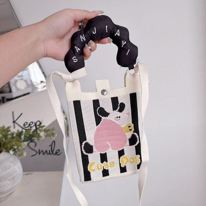 Cute Pog Knit Cloud Handle Phone Bag