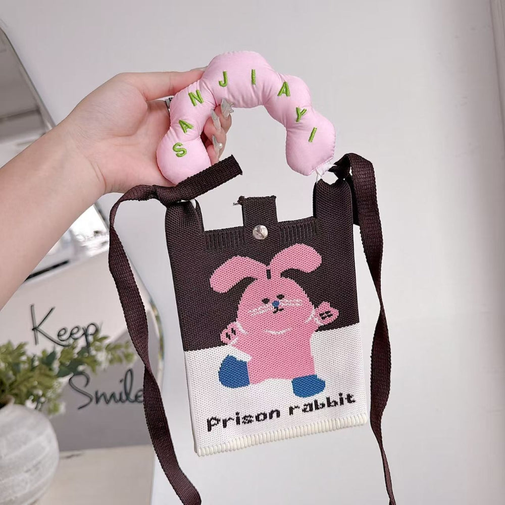 Prison Rabbit Knit Cloud Handle Phone Bag