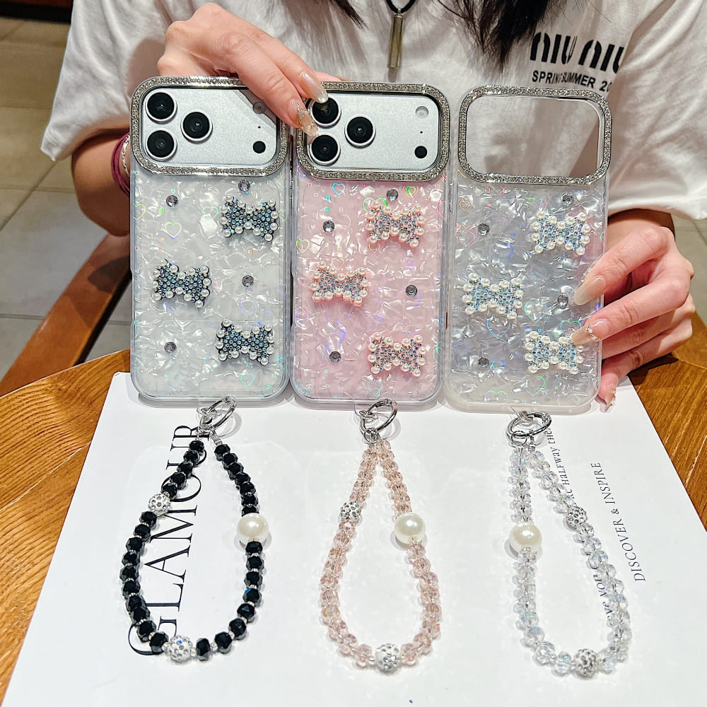 Shimmer Bow Wristlet Phone Case