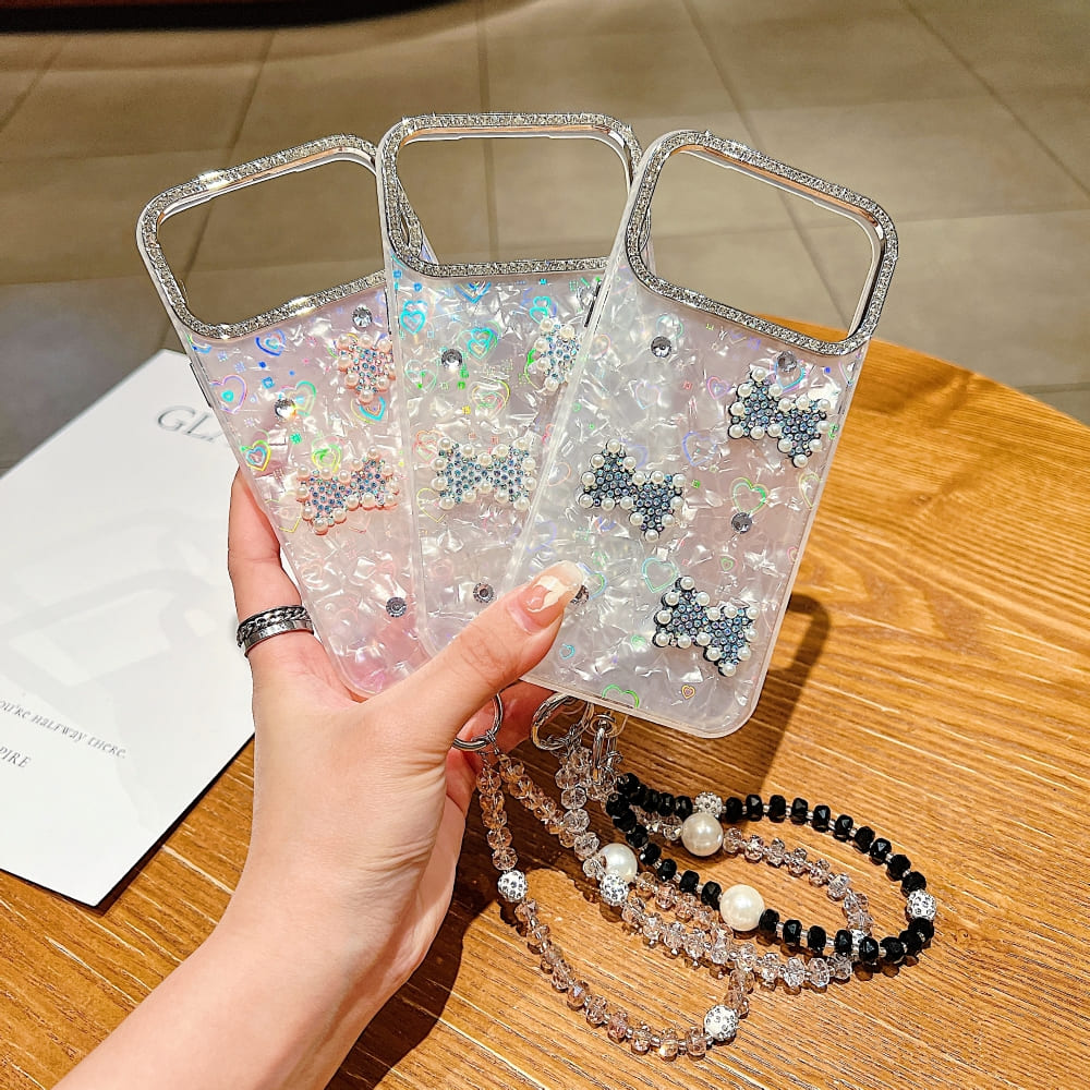 Shimmer Bow Wristlet Phone Case