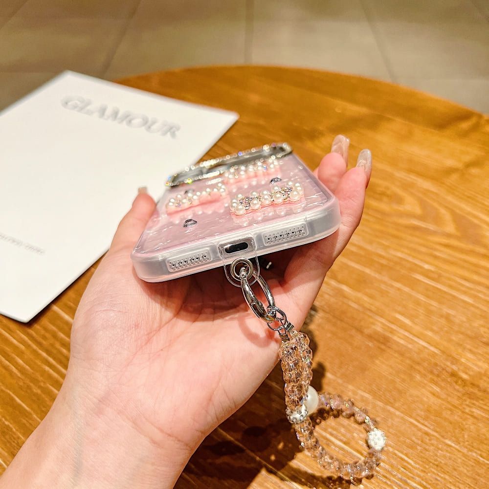 Shimmer Bow Wristlet Phone Case