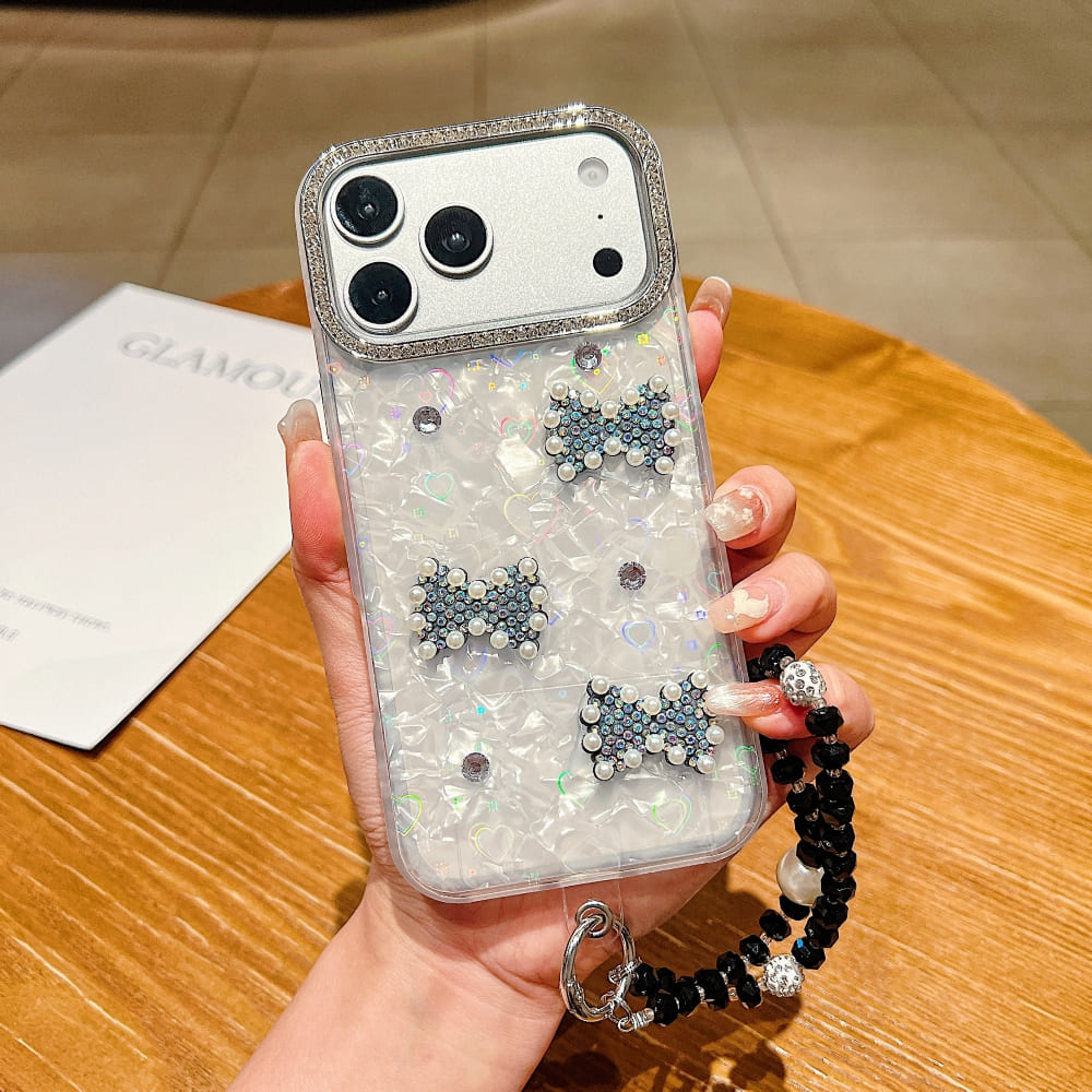 Shimmer Bow Wristlet Phone Case