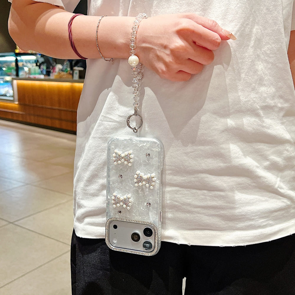 Shimmer Bow Wristlet Phone Case